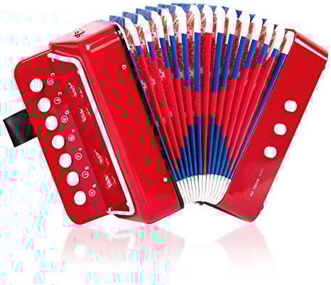 Akkordeon,Horse Akkordeon 10 Tasten Musikinstrumente Leicht und Umweltfreundlich (Rot)