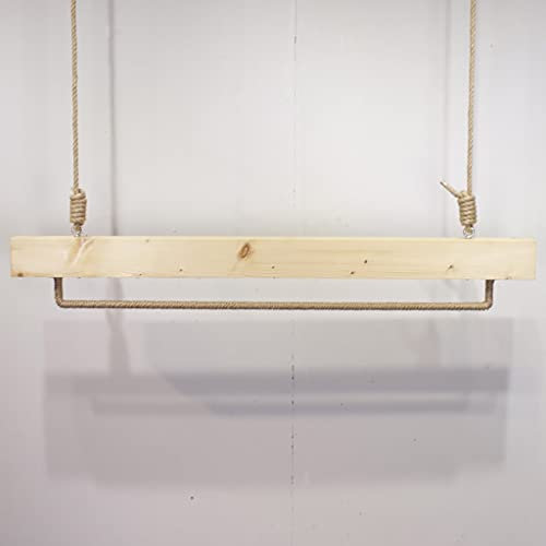 Kleiderstange Hängender Kleiderständer Holz mit Seil, Deckenmontage Kleidungsschiene, Vintage Industrial Bekleidungsständer für Werbung (Size : 120cm)