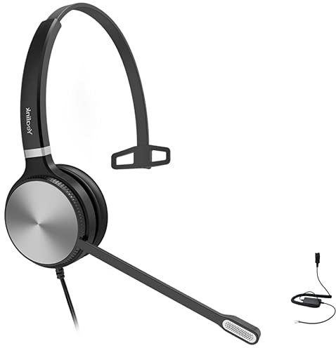 GTW Yealink YHS36 - Cuffie mono, collegabili a Deskphone, PC/Mac, Softphones – Funziona con team, zoom, RingCentral, 8x8, Vonage, in microfibra bonus inclusa