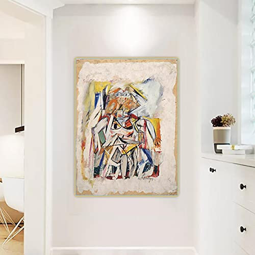 Posterdruck Willem De Kooning《Frau I,1950–52》Leinwand Kunst Ölgemälde Kunstwerk Poster Bild Wand Dekoration 70x90cm Rahmenlos