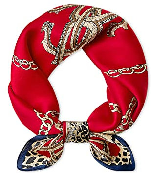 LumiSyne Seidenschal Damen Quadratischer Schal Mode Leopard Animal Print Maulbeerseide Kleines Vierecktuch Leicht Halstuch Seidentuch Multifunktionales Bandana Kopfschmuck Haarband