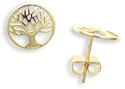 Single Ohrstecker per STÜCK echt 14 Karat Gold 585 Der Baum des Lebens Ø10mm Lebensbaum (Art. 602082/811066)