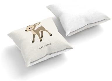 easyprint Kissen Bedruckt | Design Baby Bambi | 40 x 40 cm | Geschenk | Kuschelkissen | Dekokissen | Sofakissen | Motivkissen | Kinderkissen | Rehkitz