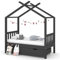 INLIFE Kinderbett mit Schublade Dunkelgrau Massivholz Kiefer 70x140 cm,Grau,22.6KG