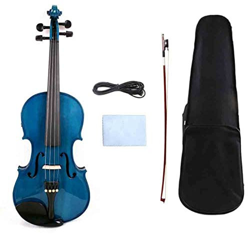 Blaue 4/4 Elektrische Violin-Fichte + Ahorn Handgefertigt Mit Gehäusebogen