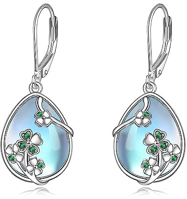 YFN Sterling Silber Kleeblatt-Ohrringe für Frauen - Vierblättriges Grünes Herz Mit Kubischem Zirkon - Irisches Leverback Design - Geschenke