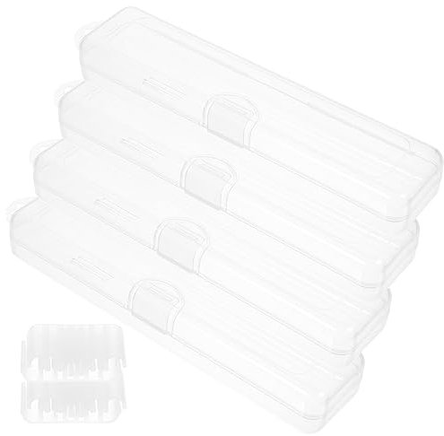 4pcs Travel Straw Case Straw Dispenser Holder Container Travel Reusable with Case Kids Suitcase Small Storage Containers with Cover Child Makeup Brush