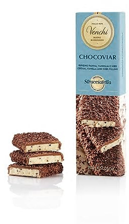 Venchi - Stecca di Cioccolato Chocoviar Stracciatella - Cioccolato al Latte con Ripieno di Panna e Nibs, 200 g - Senza Glutine