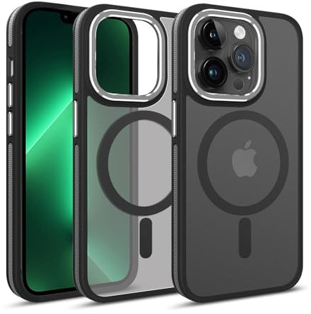 Loyhee Magnetische Hülle für iPhone 13 Pro Max, Kompatibel mit MagSafe, Transluzente Matte Militärschutz Stoßfest Handyhülle Anti-Kratzen Anti Fingerabdruck Schutzhülle - Schwarz