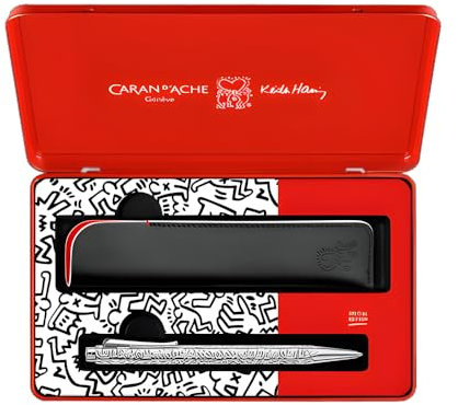 Caran d'Ache Ensemble stylo à bille ECRIDOR KEITH HARING et étui en cuir - Édition spéciale