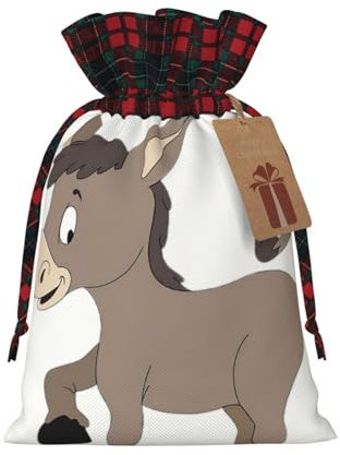 SSIMOO Cartoon Esel Leinen-Geschenktasche Elegante Stoff-Geschenktasche für Festivals und besondere Anlässe