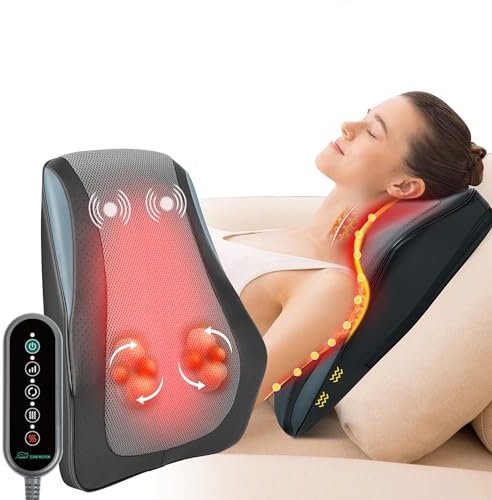 Snailax Shiatsu Lower Back Massager with Heat, Back Neck Massager with Heat Deep Tissue, 4D Kneading Massage Pillow for Office Home Use, Gifts for Women Men