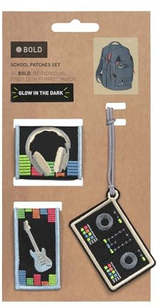 LÄSSIG Mehrfarbig Unisex Kinder Reisezubehör- Gepäckanhänger Patches, Music,Mittel