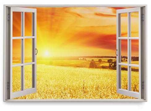 Paul Sinus Wandbild 120x80cm Fensterbild Weizenfeld Sommer Sonne Feld Landschaft