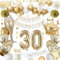 30 Geburtstagsdeko, gold 30 Geburtstag deko für Männer Frauen gold weiße Luftballons HAPPY BIRTHDAY Banner Nummer 30 Luftballons Krone Stern Herz Luftballons HAPPY 30th BIRTHDAY Kuchenaufsatz