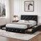 Yaheetech Polsterbett Bettrahmen 140 x 200 cm Bettgestell Doppelbett mit Lattenrost Ehebett mit höhenverstellbarem Kopfteil Stoffbett Stauraum unter dem Bett Gästebett für Schlafzimmer, Schwarz