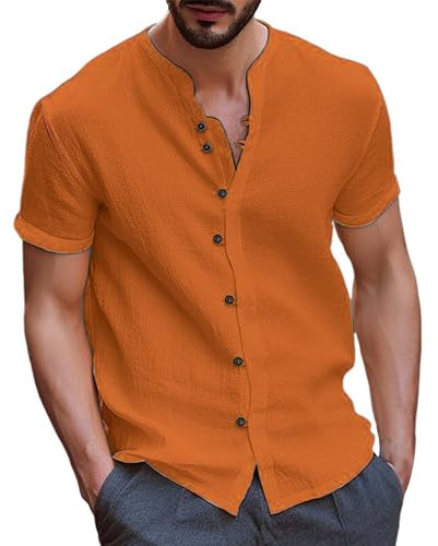 Prime Today Deals Chemise Lin Homme Orange Chemise Hawaienne Homme Manche Longue Chemise Hawaienne Homme Coton XL Chemise Fashion Homme Chemise A Petit Carreaux Homme Todays Daily Deals
