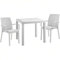 Sicignano | Set 3 Pezzi, 2 Sedie con Braccioli + 1 Tavolo Quadrato Rattan - Impilabile, Resistente agli UV, Arredo Interno Esterno Bar Pub Giardino Terrazzo, Made in Italy (Bianco)