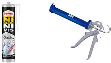 Pattex Ni Clou Ni Vis | Fix Crystal (cartouche de 290 g) – Colle de fixation extra forte & Alyco 198805 Pistolet renforcé de 225 mm pour tubes de silicone et mastic