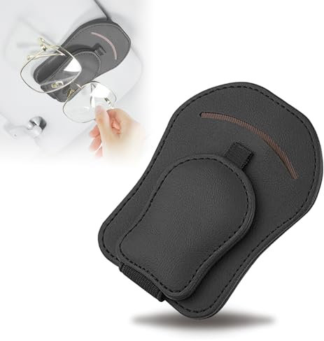 Glasses Holder for Car, Magnetic Leather Glasses Holder for Car Sun Visor, Brillenhalter für Auto, Sonnenbrillenhalter Auto, Ticket Clip, Magnetic Sunglasses Holder Car for All Types of Glasses