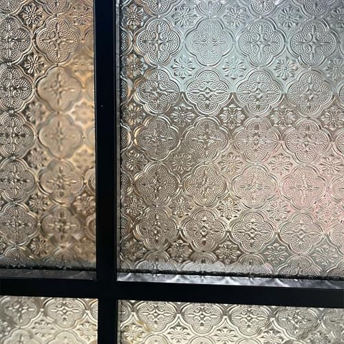 Ueiwffzo Fensterfolie, Selbstklebende Folie Fenster Sichtschutzfolie, 3D Blume Blickdicht Klebefolie Fenster Glasfolie Selbstklebend Fensterfolie für Wohnzimmer Küche (40x200cm)