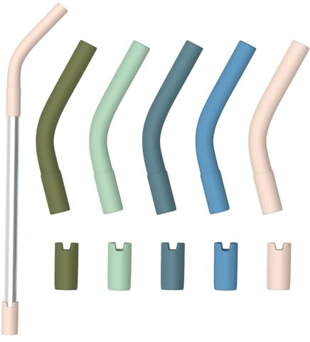 5PCS Silicone Straw Tips Rubber Straw Tips Colorful Silicone Extender Tip/Silicone Tips for Metal Straws, 8 mm Silicone Straw Covers for Cup Tumbler Fit