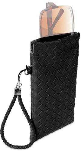 Linkidea Extragroßes Sonnenbrillenetui, weiche Sonnenbrillen-Organizer-Tasche aus veganem Leder, kompatibel mit Gucci GG0595S GG0875S GG0351S GG1087S Versace VE4395 (Schwarz)