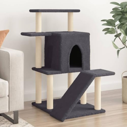 Buzaza Rascador para Gatos con Postes rascador de Gatos arbol rascador para Gatos Poste rascador para Gatos de sisal Gris Oscuro 97 cm - 172099