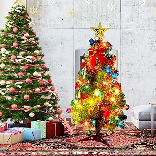 Künstlicher LED-Mini-Weihnachtsbaum, 45 cm, mit Lichterkette, Tischdekoration für Zuhause und Büro (Colorful)