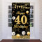 40.Geburtstag Banner Schwarz Gold, 40 Jahr Geburtstag Deko Tür Hintergrund für Männer Frauen, Großer Stoff 40 Geburtstag Party Dekoration Türbanner für Tisch Wand Dekoration, 180 x 90cm