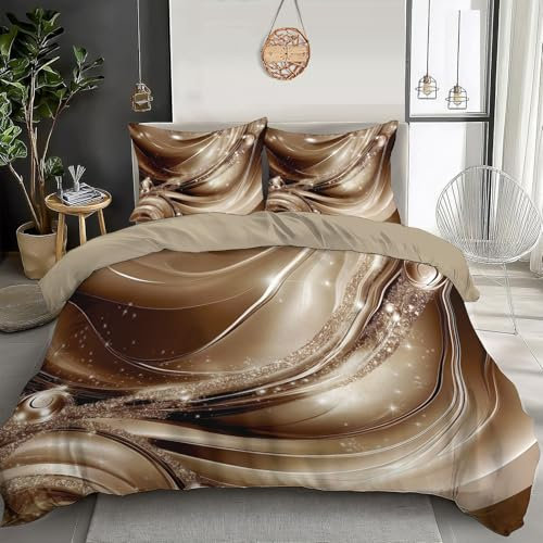 Bettwäsche Set 135 x 200 cm mit 1 Kissenbezügen 80x80 cm,Retro-Abstrakt Streifenwirbel,Bettwäsche Einzelbett aus 100% Mikrofaser