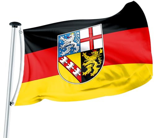 FLAGLY Premium Flagge Saarland – MADE IN GERMANY - hochwertige Flagge in verschiedenen Größen & Formaten (Hochformat & Querformat) – witterungsbeständig