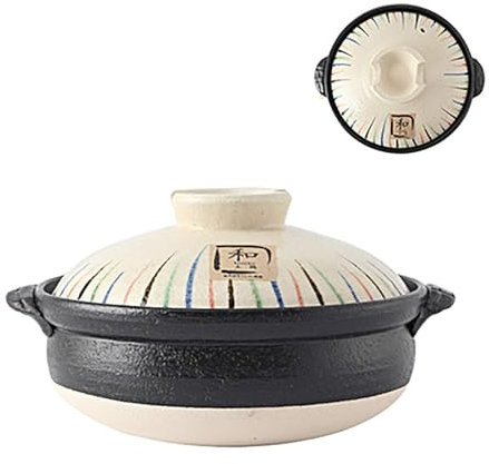 ZYJIX Japanese Donabe Clay Pot, Ceramic Earthenware Hot Pot, Preseasoned Stew Pot Made In Japan(Size:29.5x16cm,Color:B)
