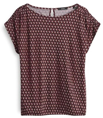 OPUS Damen Kurzarmshirt | SEKADI MINIMAL Regular Printshirt aus fließender Viskose Cassis, 40