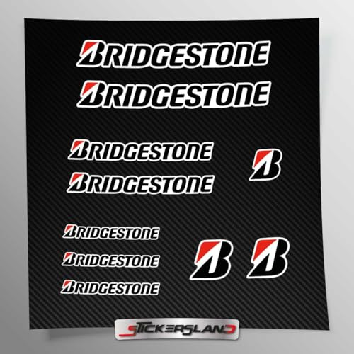 Stickersland® | Bridgeston Weiß kompatibles Aufkleber-Set mit technischen Sponsoren für Autos und Motorräder | Aufkleber für Motorradrahmen, Reifen, Verkleidungen und Helme