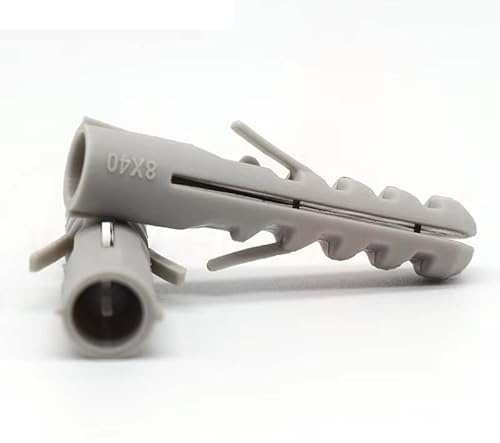 8 er Dübel, 50 Stück Nylon Dübel 8 x 40 mm Grau, Kunststoffdübel PA/PE, Starke Wandbefestigung, Spreizdübel für Beton, Ziegel, Stein, Hochwertige Wandanker, Rostfrei & langlebig, OHNE Schrauben