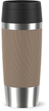 Emsa Travel Mug Classic Twist Isolierbecher 0,36 Liter, Comfort-Schraubverschluss, Quick-Press, auslaufsicher, spülmaschinenfest, 4h warm, 8h kalt, braun, N2025300