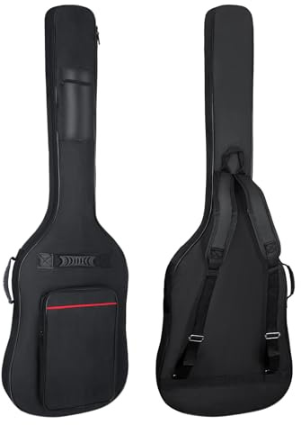LETSROCK Bassgitarrenkoffer 8 mm Polsterung Bassgitarrentasche wasserdichte E-Bass-Tasche, E-Bass-Gigbag Basskoffer Rucksack mit Nackenriemen und Taschen