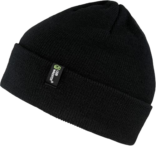 Leibwächter Unisex Strickmütze, Mütze mit klassischer Passform, Wintermütze schwarz, 100% Polyacryl, wärmender Beanie doppellagig, Kopfbedeckung mit Umschlag, One Size