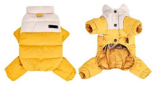 Warme Winterjacke für Hunde - Vierbeiniger wasserdichter Anzug für kleine und mittelgroße Hunde (Yellow,M)