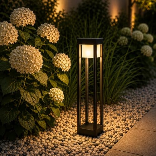 Lumiled LED Wegeleuchte 12W Außen Pollerleuchte 1140Lm 3000K IP54 60cm Schwarz Aluminium Wegbeleuchtung Außenleuchte Außenbeleuchtung Gartenleuchte Wegelampe stehend spritzwasserdicht warmweiß