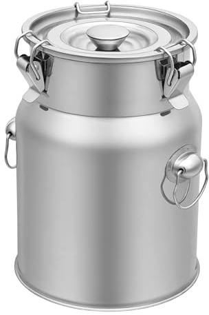 Mqwdxzfes 5L Edelstahl Milchkanne mit Deckel, Luftdichter Aufbewahrungseimer mit Silikon-Dichtung & Verschluss Trockenware, Edelstahl Eimer Kanister, Vorratsfass Getreidefass für Haushalt Gewerbe