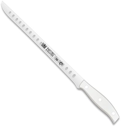 Martínez y Gascón Cuchillo Jamonero Alveolado de 28,5cm con Mango POM Blanco Serie Escorial
