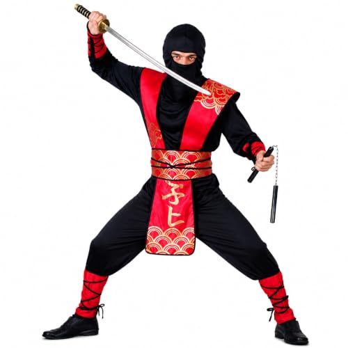 Wicked Costumes Mens Ninja Fancy Dress Costume – Deluxe Samurai Warrior Halloween Party Outfit - Small