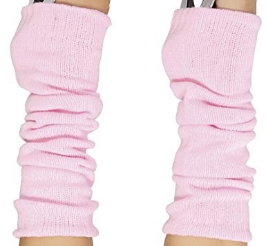 Luxurious Ladies 80's Dance Plain Ribbed Leg Warmers, Neon Leg warmers 15 Colours (Baby Pink)