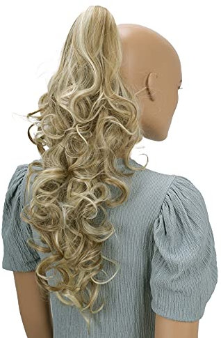 CAISHA 50cm Haarzopf Sarah Haarteil mit Butterflyklammer Pferdeschwanz Haarverlängerung Voluminös Gewellt Blond Mix H14