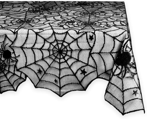 DII Tischdecke, Spitzen-Overlay, Tischdecke, Gothic, Halloween, 137 x 183 cm, Spinnennetz