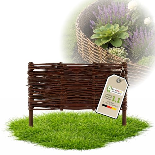 Floranica 1 Stück Beetbegrenzung Weide 30 cm x 30 cm – Rasenkante Weidengeflecht Beeteinfassung, Beetumrandung