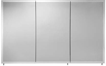 Croydex Burwell Bathroom Cabinet with Mirrored Doors - 3 Door Storage Unit with 2 Adjustable Shelves, 110 Degree Wide Angle Hinges and a Hang 'N' Lock Easy Install System, 76x122x13cm (White Steel)