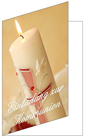 25 Stück Einladungskarten zur Kommunion Einladungen Karte Kerze Tauben Format 10,5x14,8cm